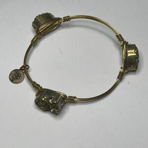 BOURBON & BOWETIES BOWTIES gold tone bracelet bangle druisy druzy jewelry wire